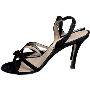 Vanessa Noel Women’s Size 40 9 Black Open Toe Strappy Slingback Heels